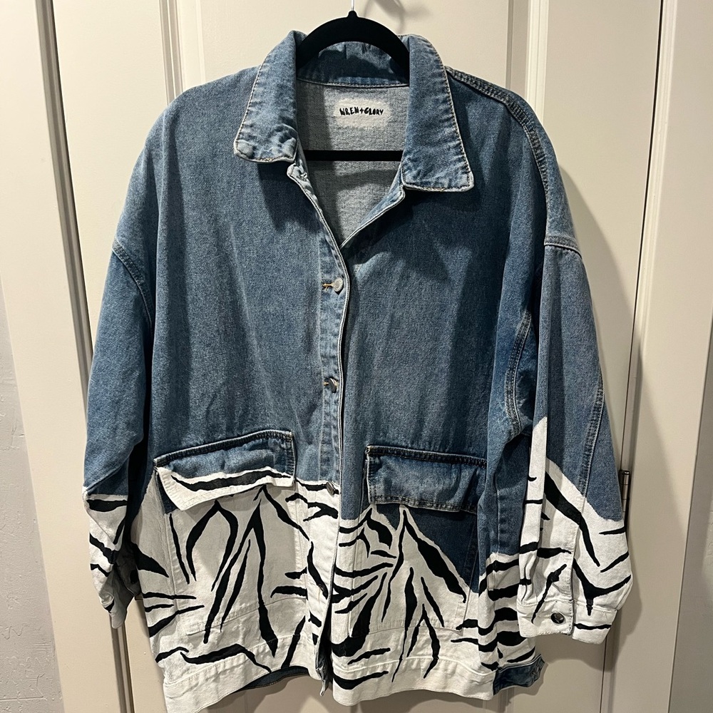 Wren + Glory Beyond Zebra Hand Painted Denim Jacket | One Size |